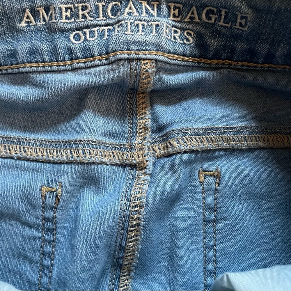 American Eagle | AEO Light Wash Patchwork Denim S… - image 6